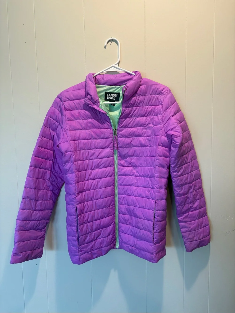 Lands' End Girls' Purple Packable Puffer Quilted Jacket